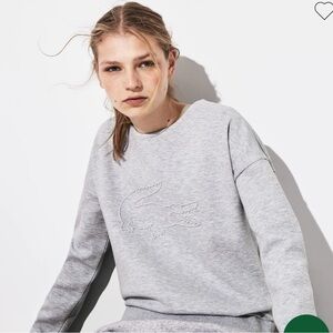 Lacoste Women's Sport Oversized 3D Croc Fleece Tennis Sweatshirt Crew Neck S 36